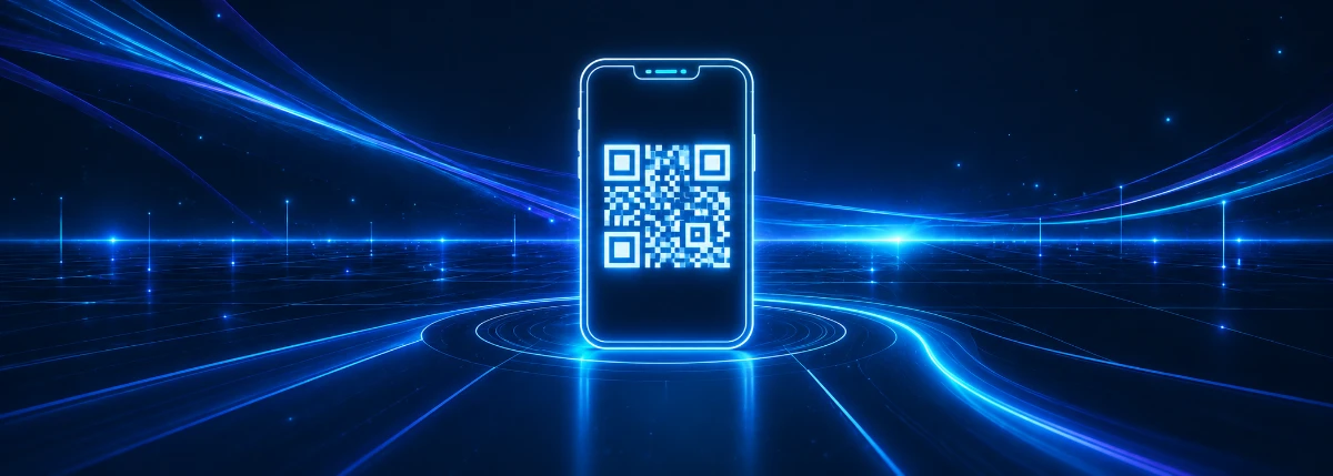 スマートフォンに表示されたクチコミ投稿用のQRコード