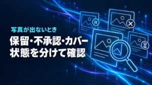 Googleビジネスプロフィールの写真の公開状態を確認するイメージ